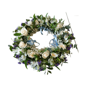 white rose funeral wreath babsi george