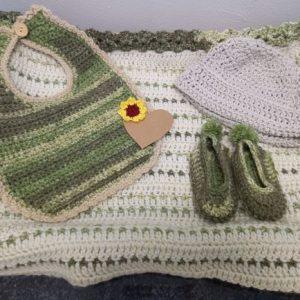 baby hamper gift green and cream george delivery