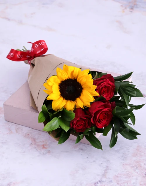 sunflower red rose bouquet under 250 george delivery valentines day