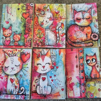 Whimsical Cats Greeting Card