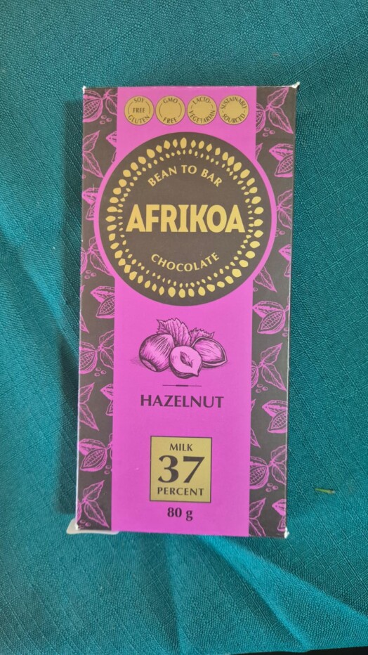 Afrikoa 37% Milk Chocolate with Hazelnut (80g)