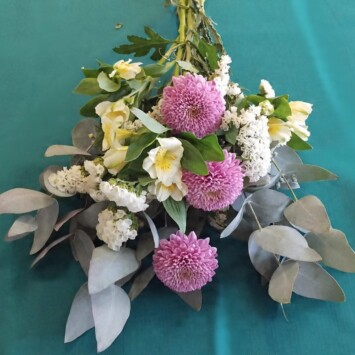 Giant Asters, statice and alstroemeria flower bouquet